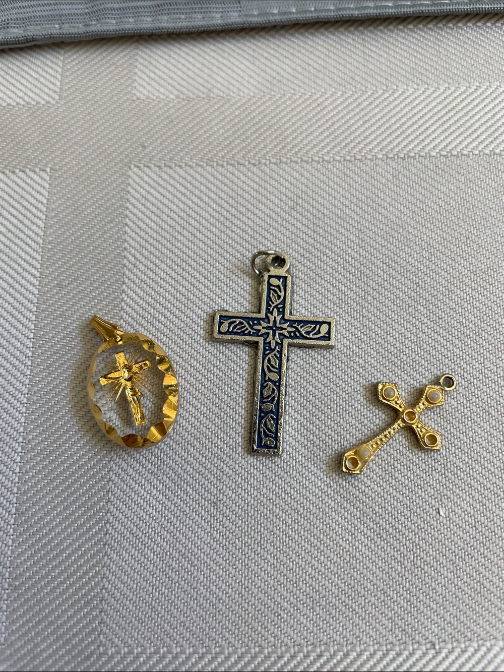 Mixed Cross Charm Trio - Gold & Silver Style Accents - vintage